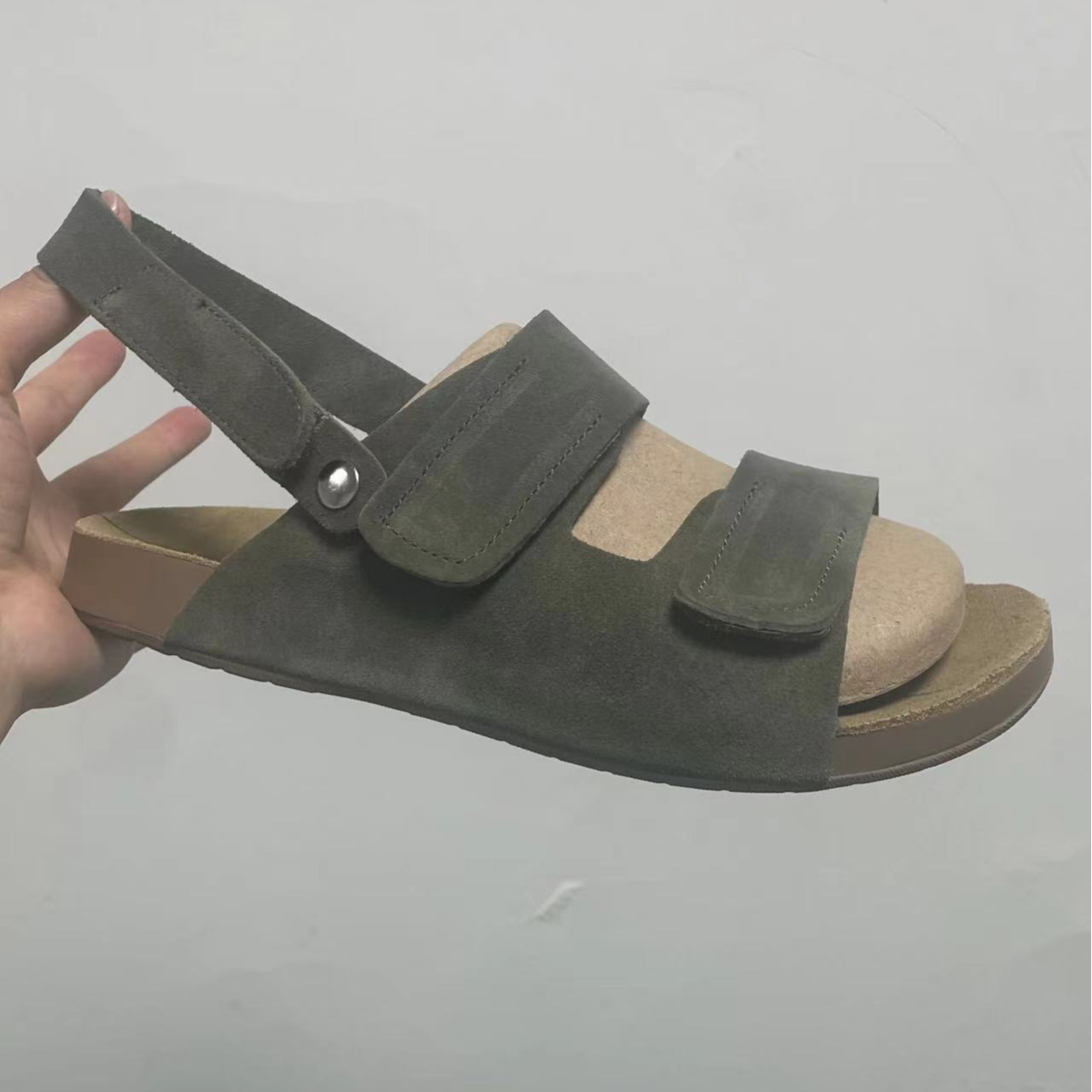 男款后跟带子厚乳真皮男士外穿凉鞋拖鞋2025夏季