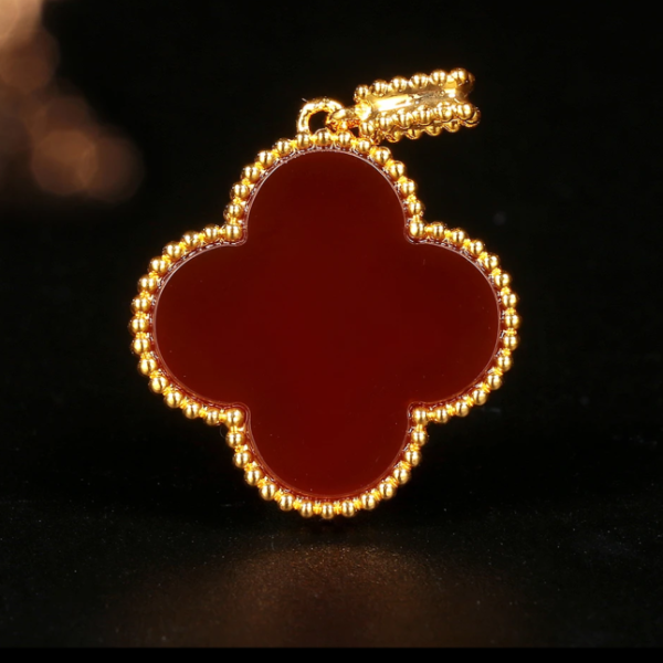 华林福禧 18K金红玛瑙幸运草吊坠 不含链 20mm Y06