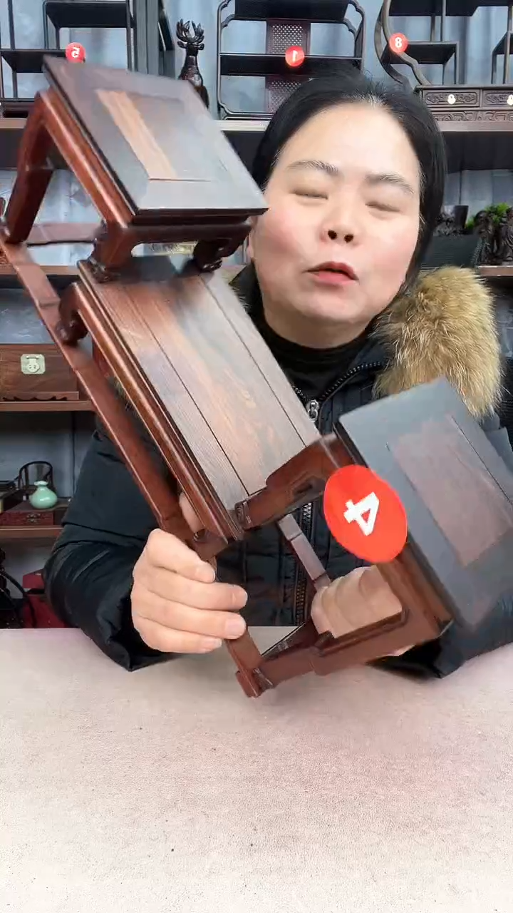 【闪购商品】乌木类端景台1572小李红木工艺品