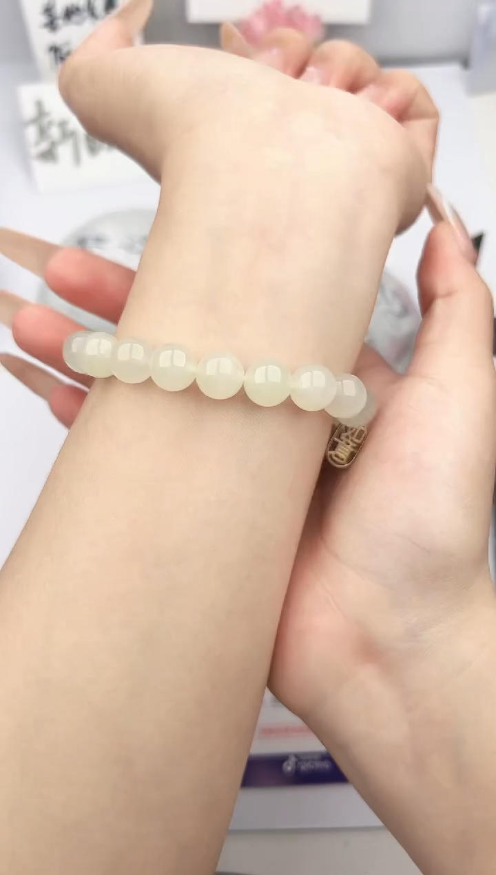 【闪购商品】未镶嵌和田玉手串微色差T晴白