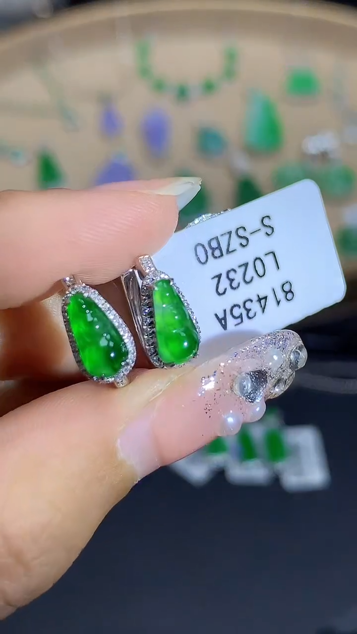 【闪购商品】翡翠耳饰18K金镶嵌L0232多样性发其一