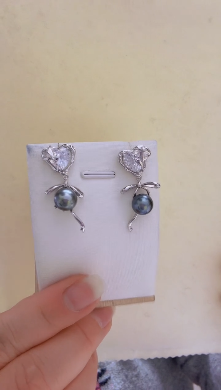 【闪购商品】海水珍珠耳饰未镶嵌大溪地8.2mm+S925银耳钉