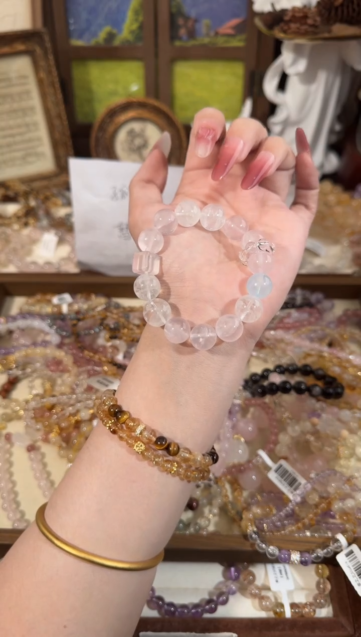 水晶手链合金粉水海蓝宝