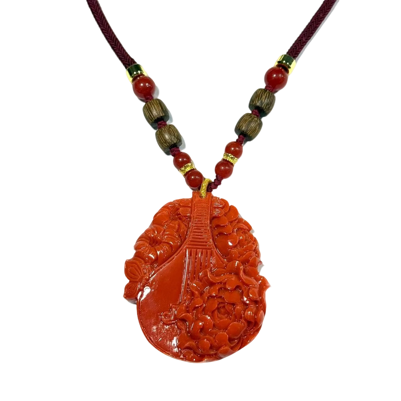 x753-国风气质设计款三姑娘牡丹花琵琶毛衣链-赠礼盒