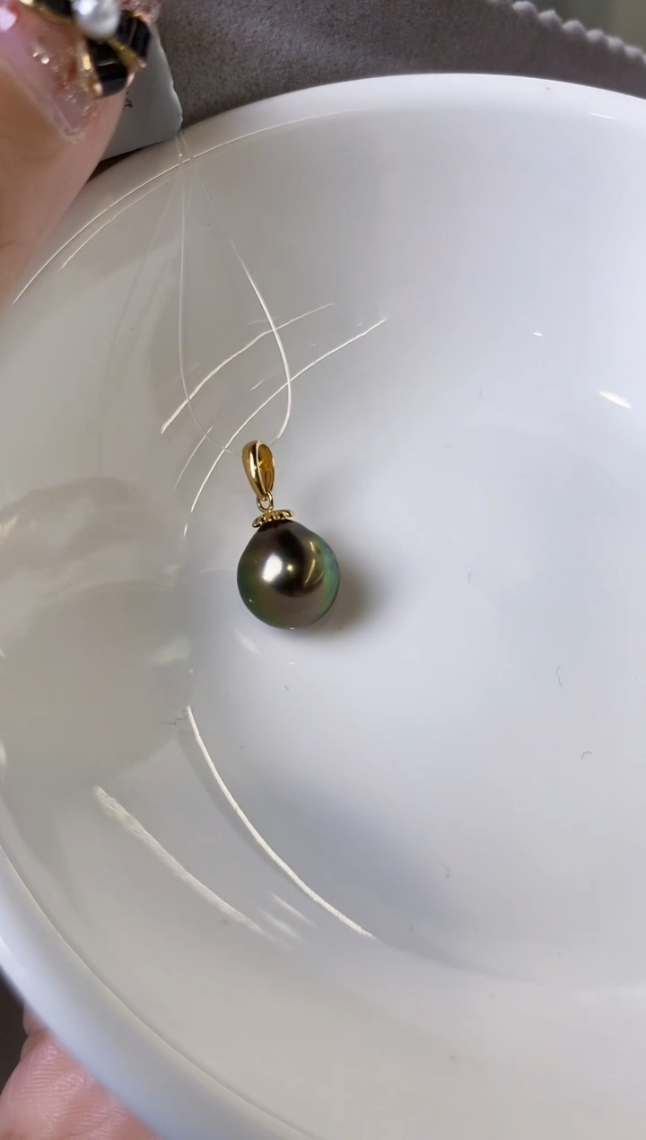 【闪购商品】海水珍珠吊坠(不含链)18K金镶嵌9-10海水珍珠吊坠