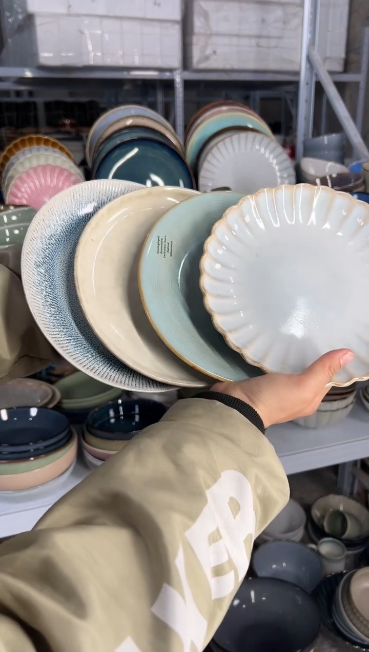 陶瓷外贸尾货瑕疵满20包邮X4 小盘8英寸