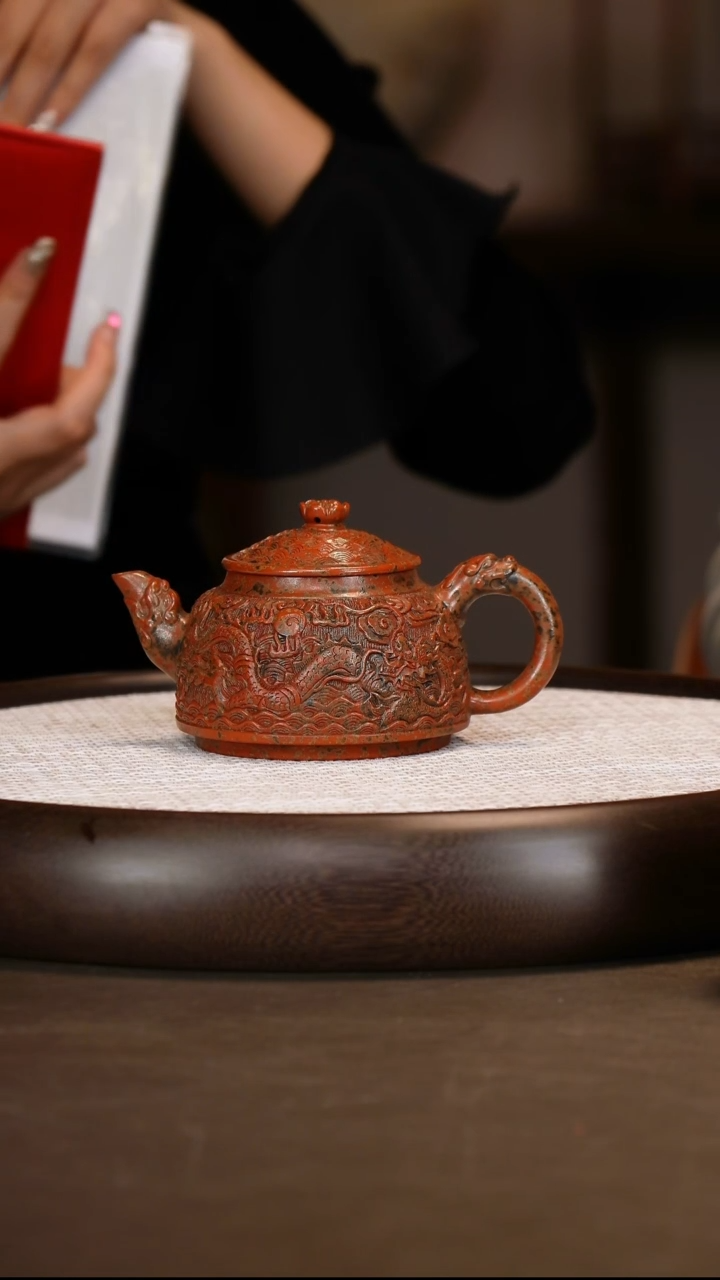 【潘洪均】龙腾 鎏金烧 270c+钧窑杯+松鹤画