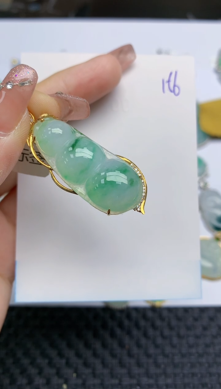 【闪购商品】翡翠颈饰18K金镶嵌天然A货翡翠 156