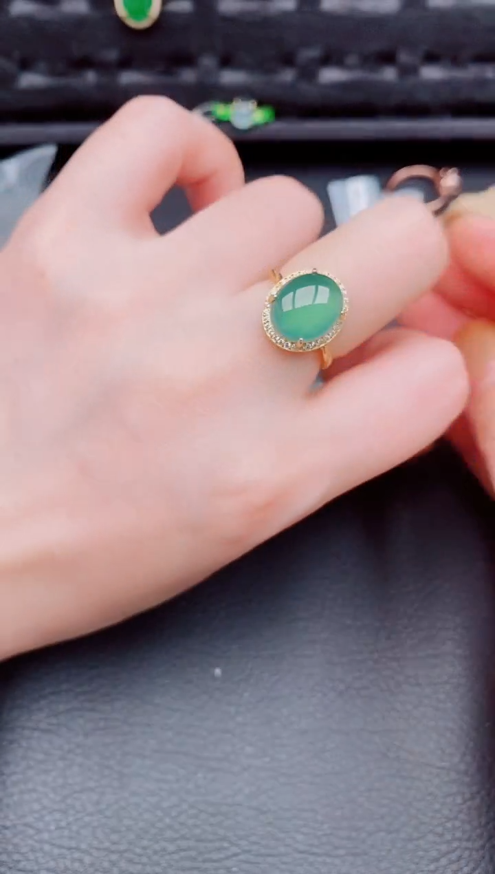 【闪购商品】翡翠戒指银S925镶嵌天然a货翡翠474