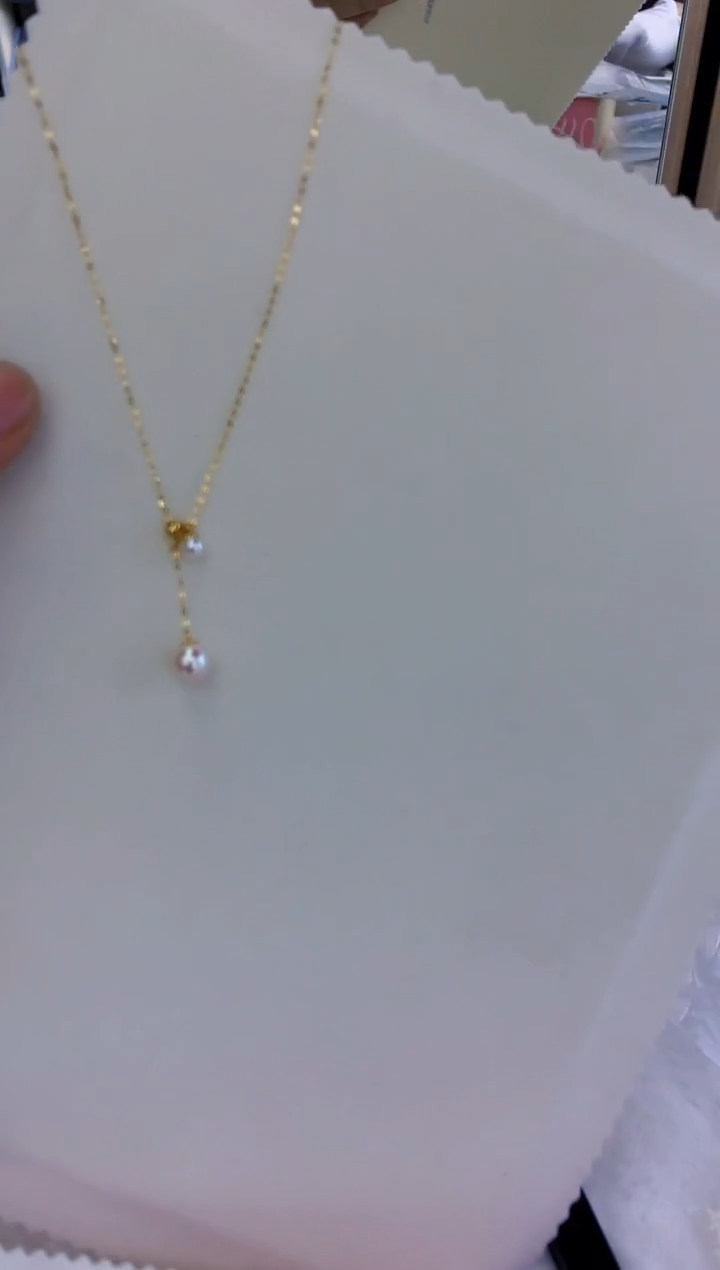 18K金镶嵌饰品海水珍珠双珠y链