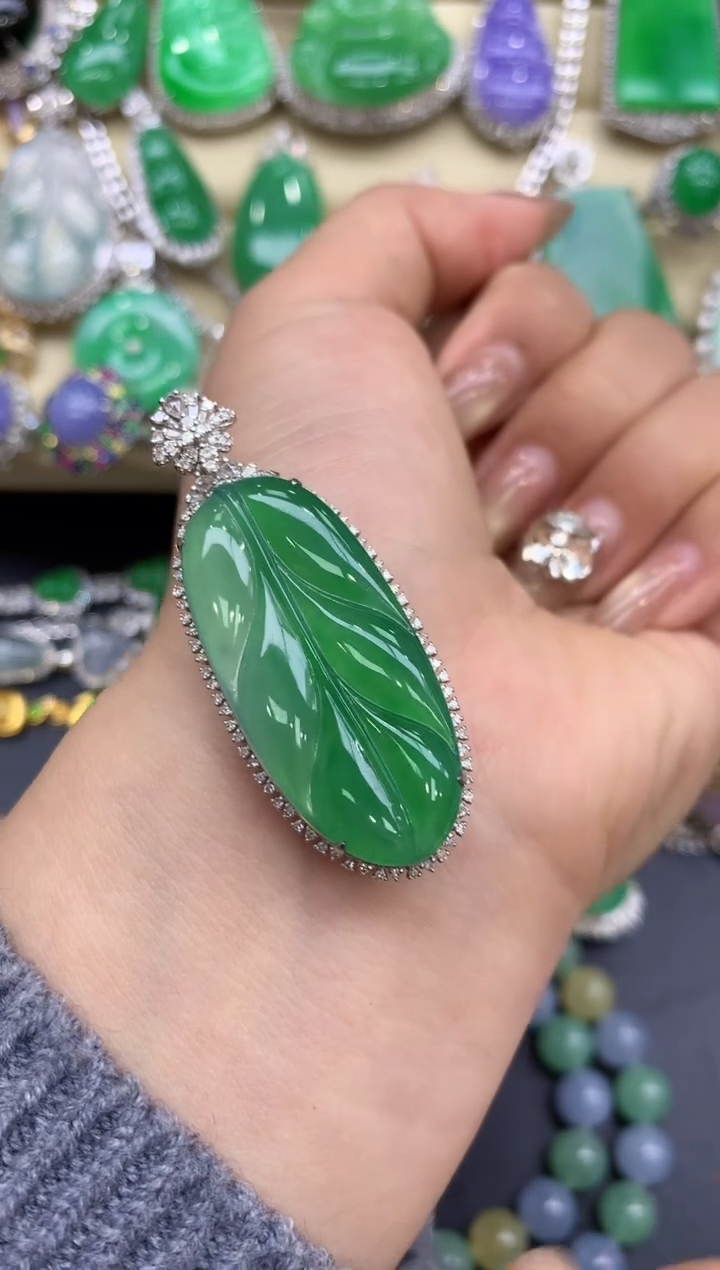 颈饰18K金镶嵌翡翠461-中国好珍宝1