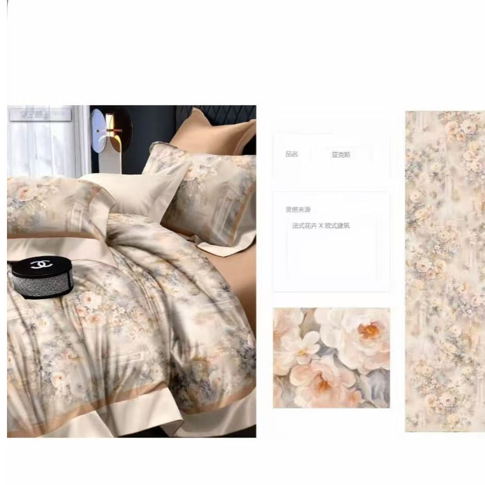 【专柜清仓】ls超柔加密数码印花镂空四件套-花园城堡-礼盒系列