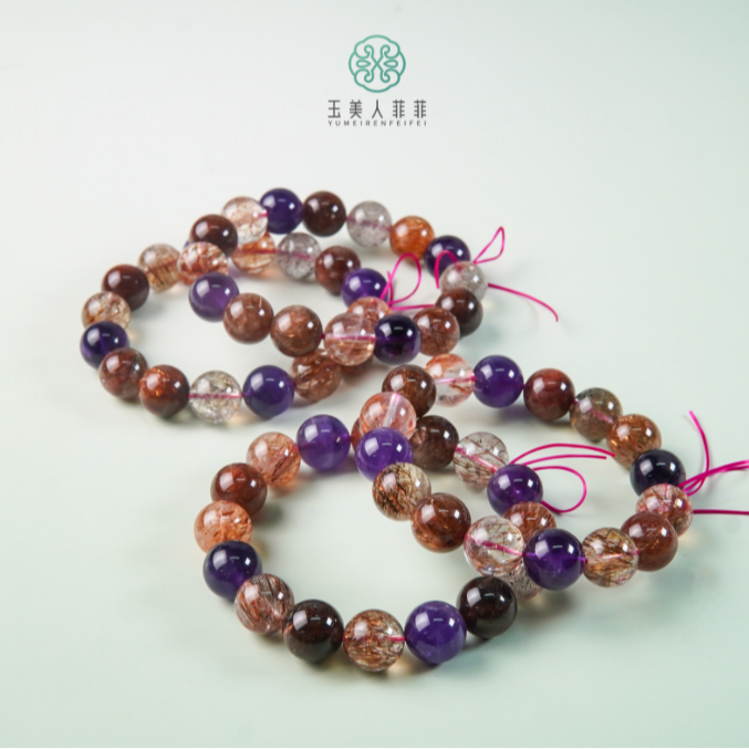 石惑珠宝+水晶黑加仑超七手串约13+mm-多样性发一