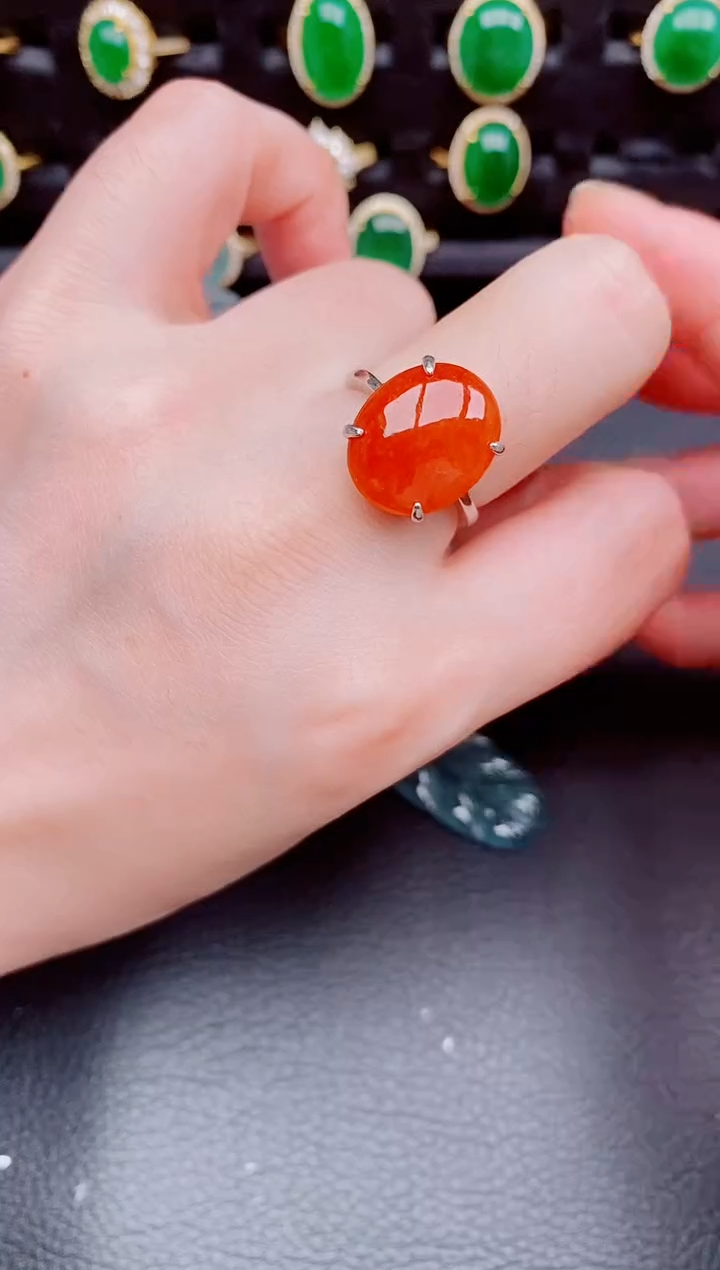 【闪购商品】翡翠戒指银S925镶嵌天然a货翡翠344