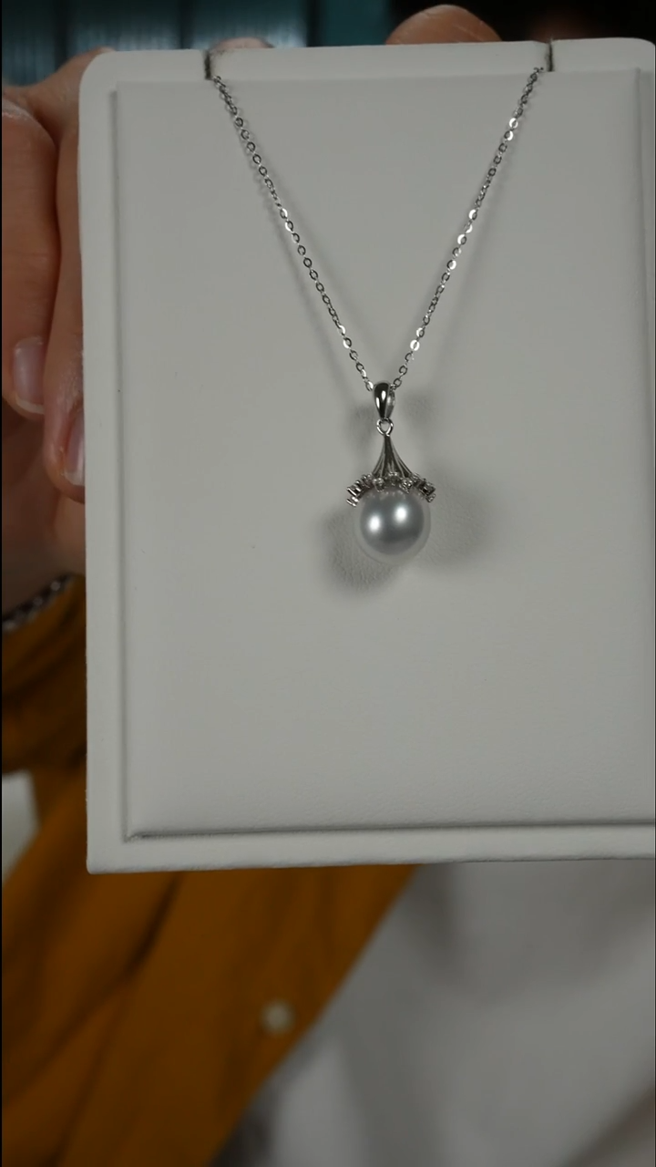 吊坠(赠链)银S925镶嵌海水珍珠澳白梨花款10-11mm