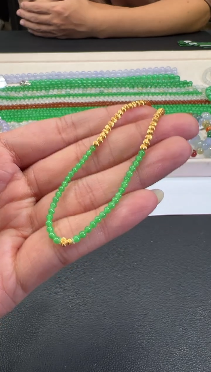 18K金镶嵌手串翡翠B535|4980
