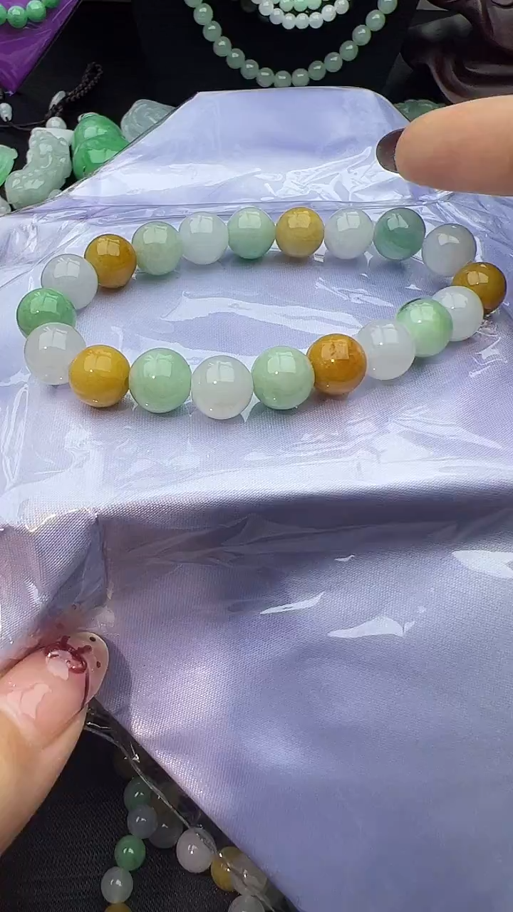 未镶嵌手串翡翠玉珠卡9.6