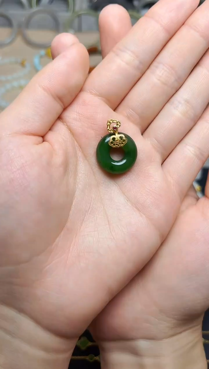 和田玉银S925镶嵌颈饰06甜甜圈