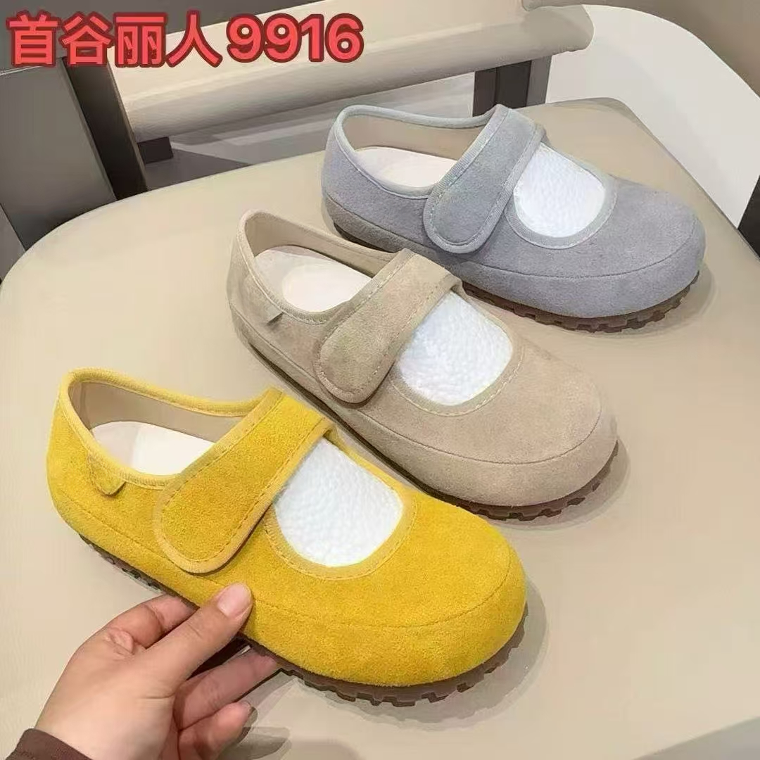 9916磨砂真皮厚底魔术贴复古玛丽珍鞋2025春季新款洋气软底小皮鞋