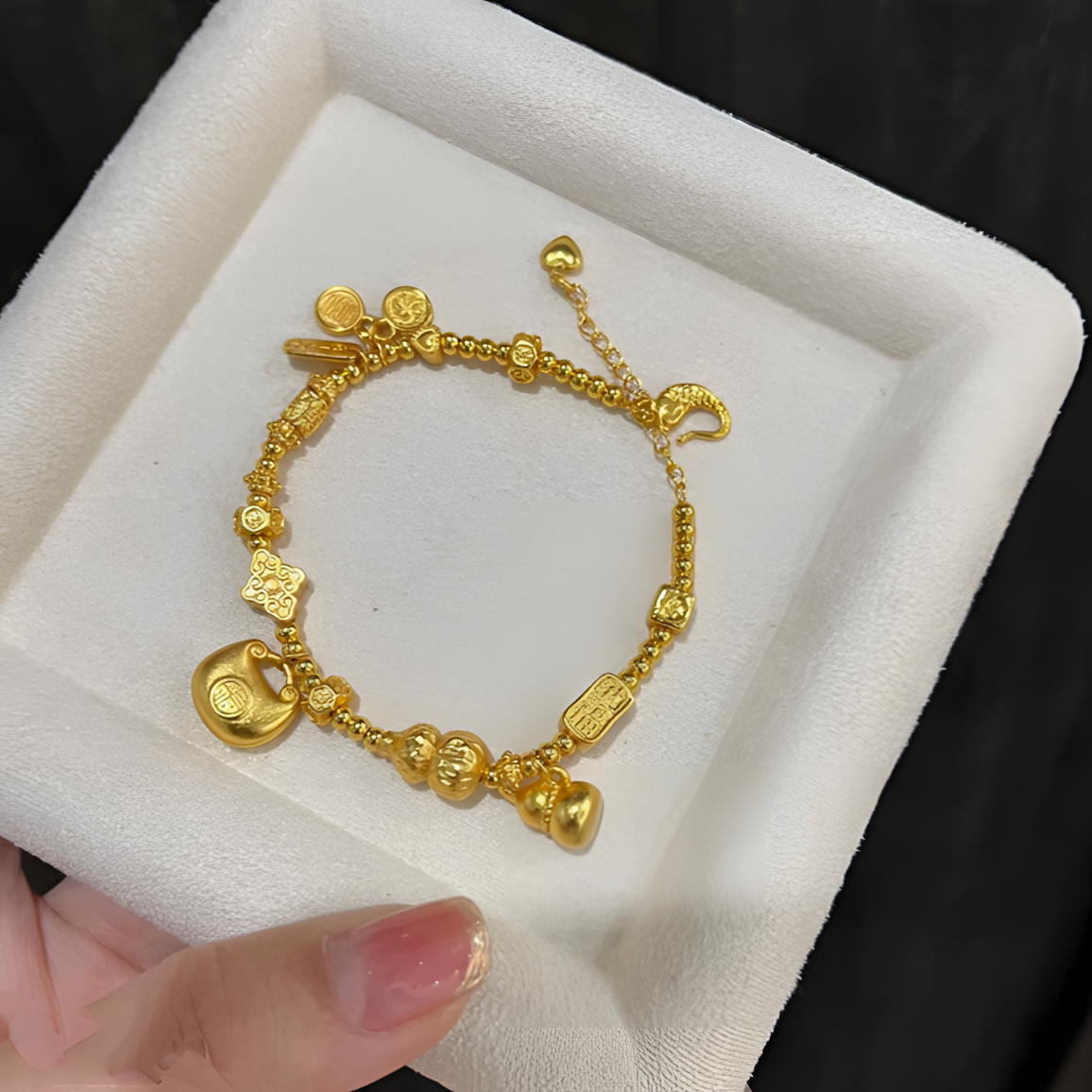 铜合金手链 新中式小胖福葫芦盘缠手链时尚百搭民族风手串轻奢