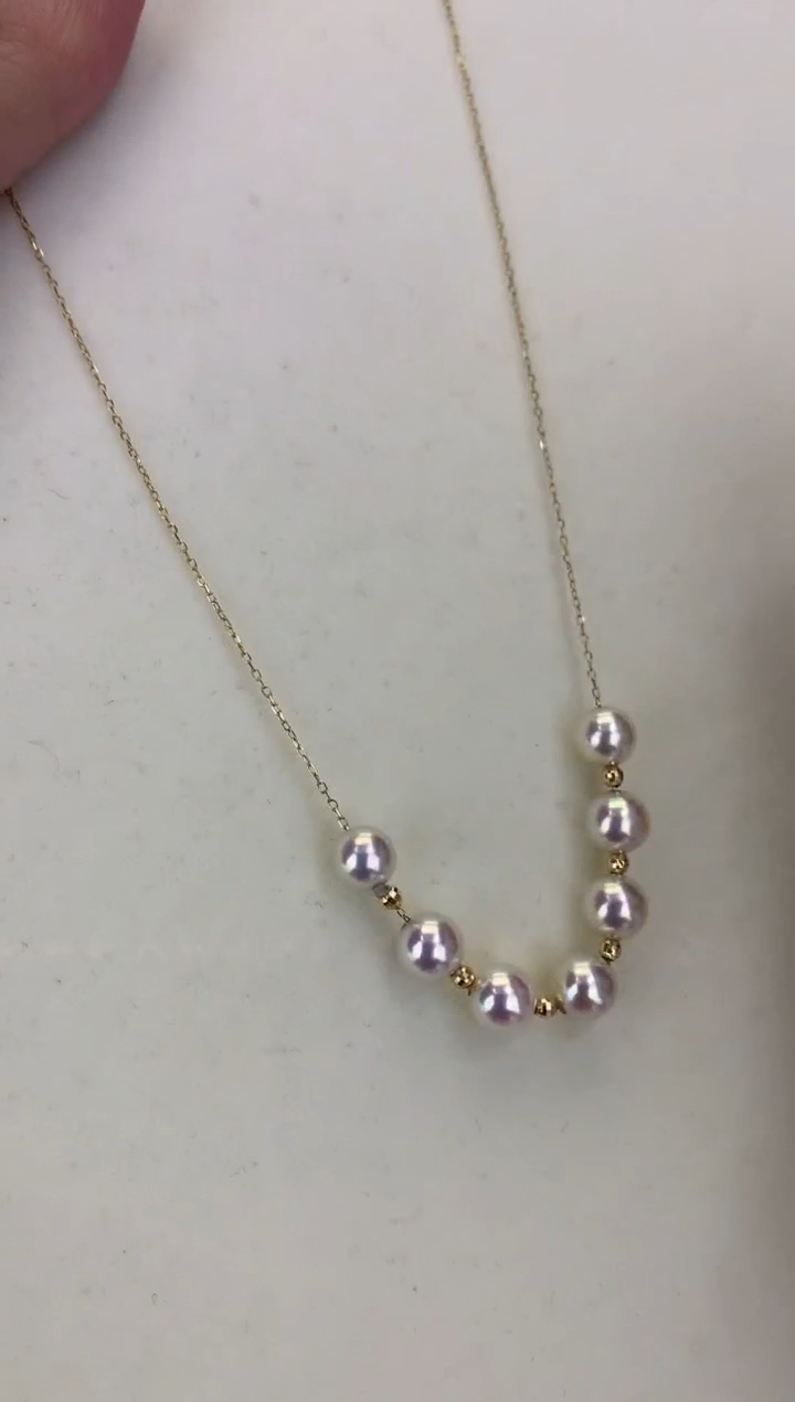 18K金镶嵌DA海水珍珠  GD016 6-6.5 天女微笑链