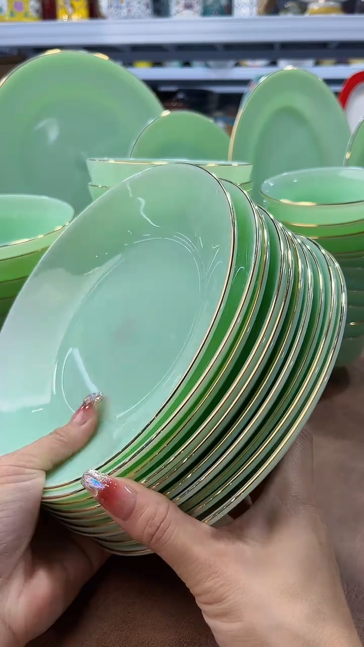 玉瓷8英寸圆深盘10个景德镇陶瓷