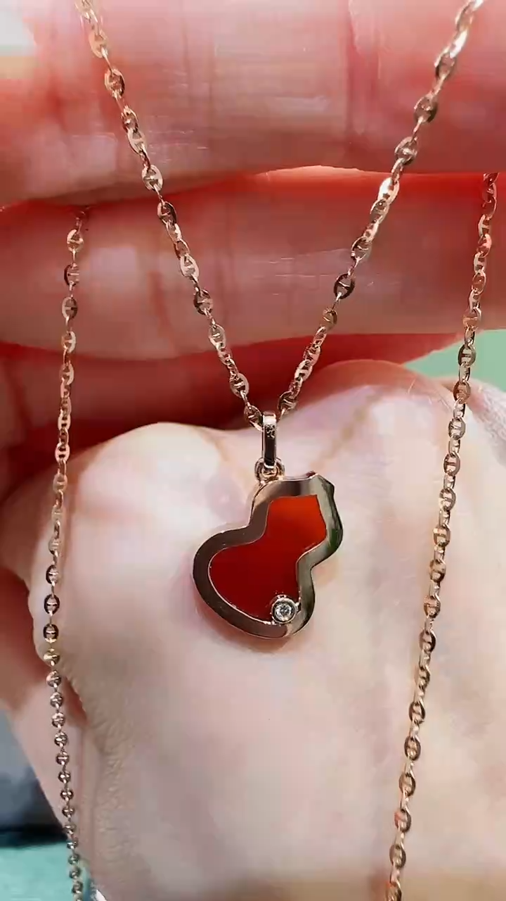 【闪购商品】玛瑙/玉髓吊坠(不含链)18K金镶嵌18K金钻石葫芦吊坠