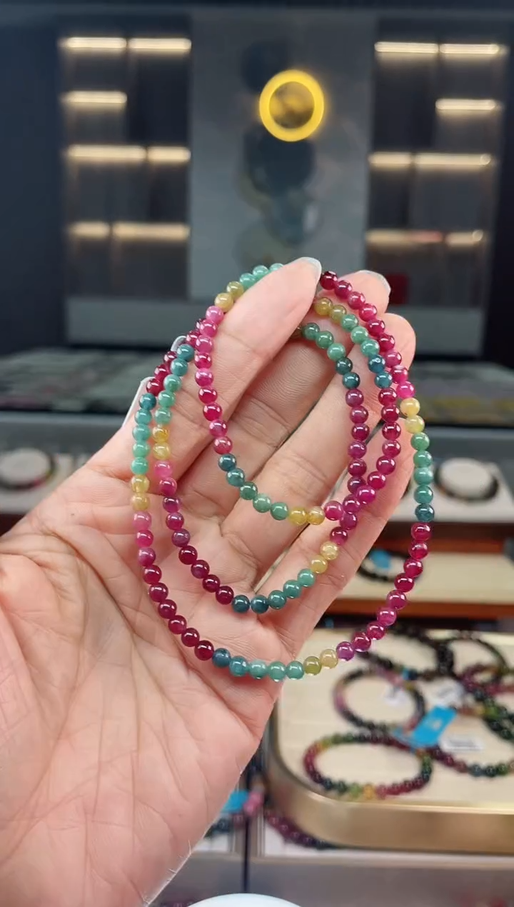 【闪购商品】碧玺三圈手串未镶嵌（多样性发一条）Q