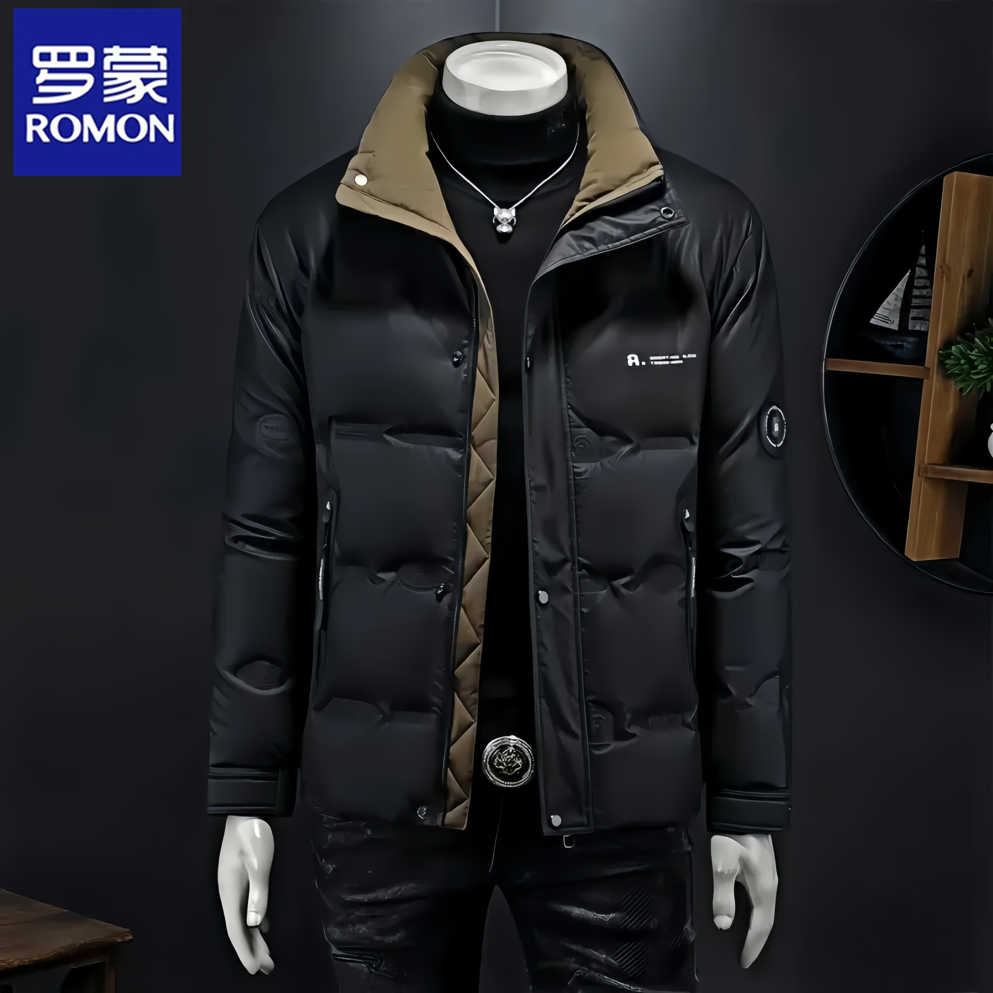 罗蒙男士羽绒服2025新款潮牌冬季高级感爆款外套加厚立领鸭绒工装
