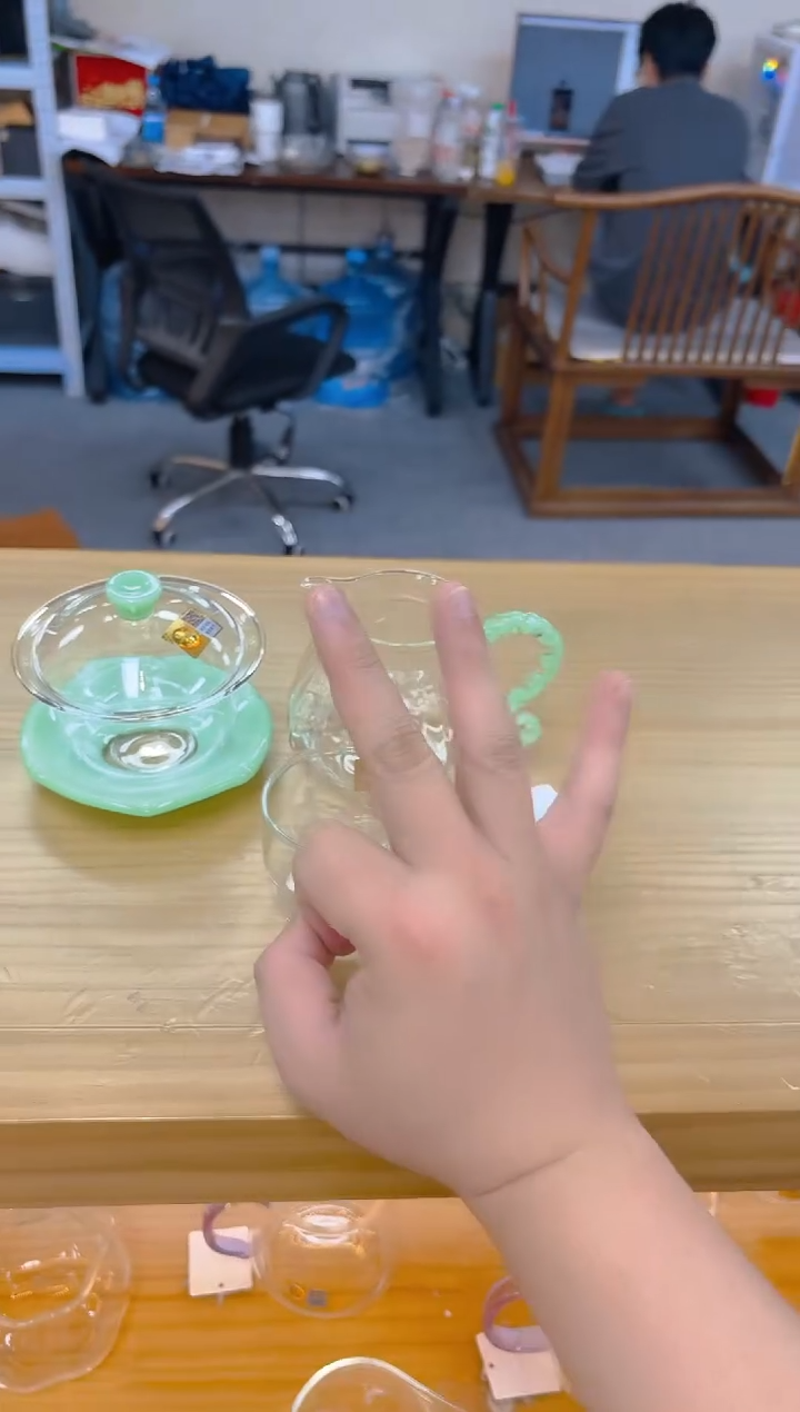 禾器-禅语盖碗-浅玉色+莲意茶海浅玉+清禾浅玉x1