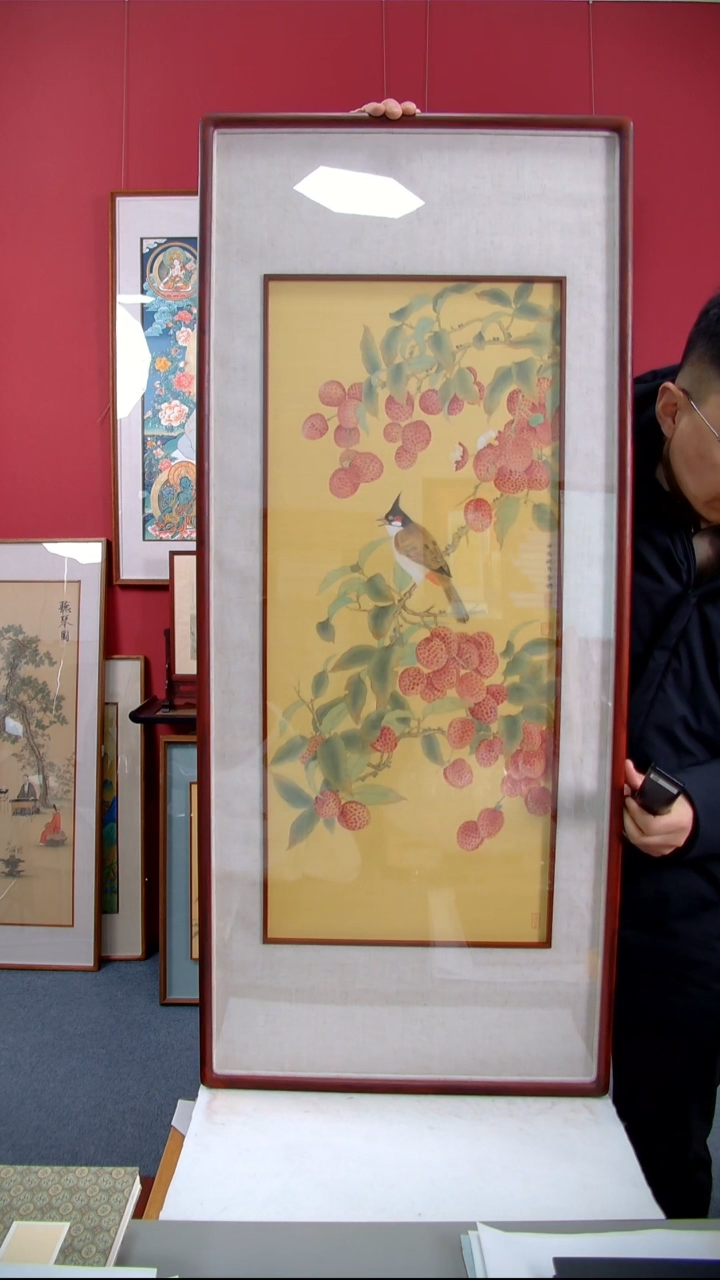 【闪购商品】国画史吾兴《荔枝喜鹊》装裱117*50