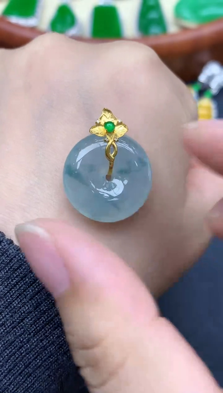 颈饰18K金镶嵌翡翠303-中国好珍宝