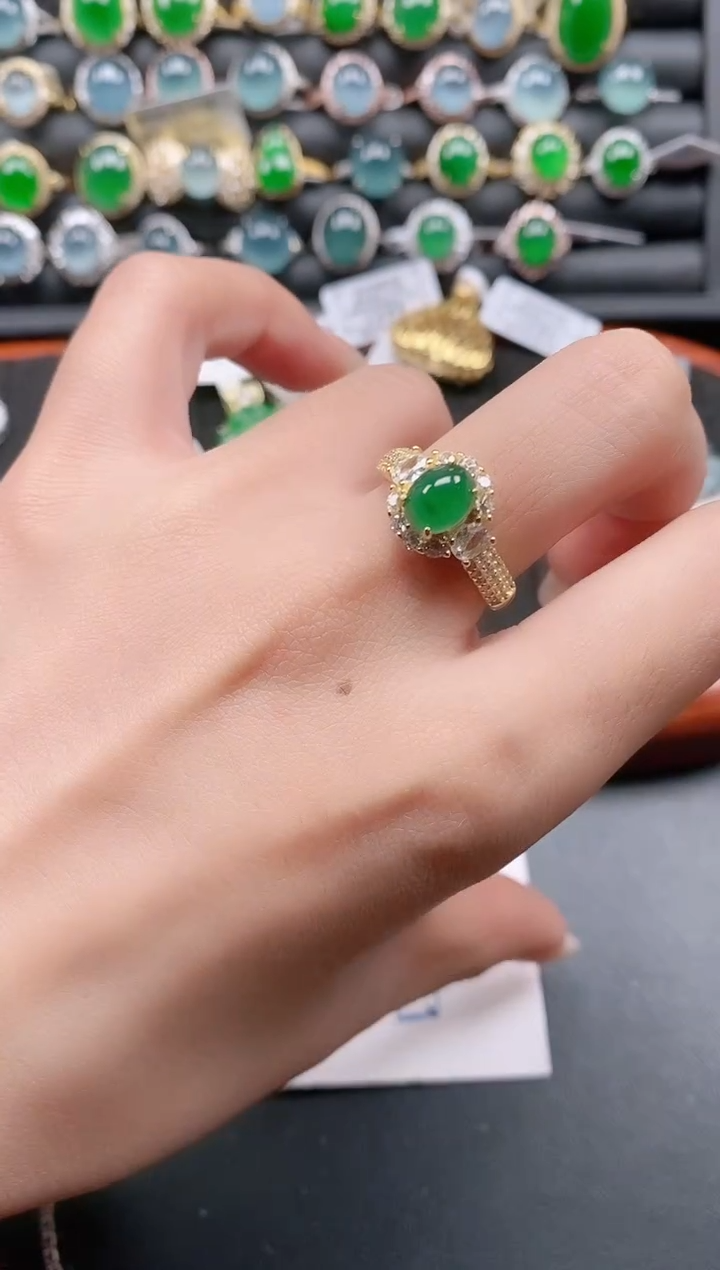 银S925镶嵌戒指翡翠11