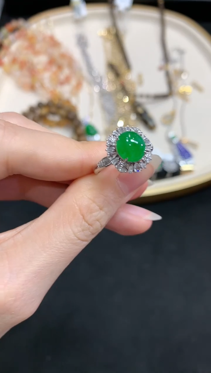 【闪购商品】翡翠戒指18K金镶嵌W197|15000