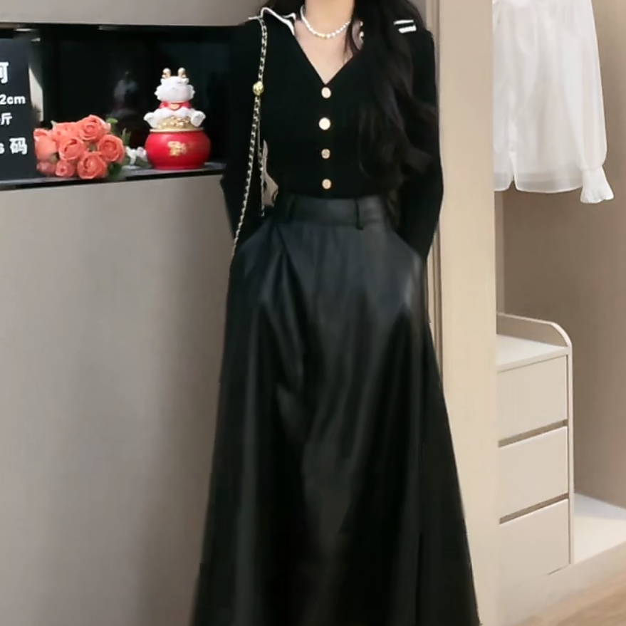 拉夏贝尔/25现货秋冬新轻熟风显瘦气质优雅上衣+半身裙 10147 KQJ