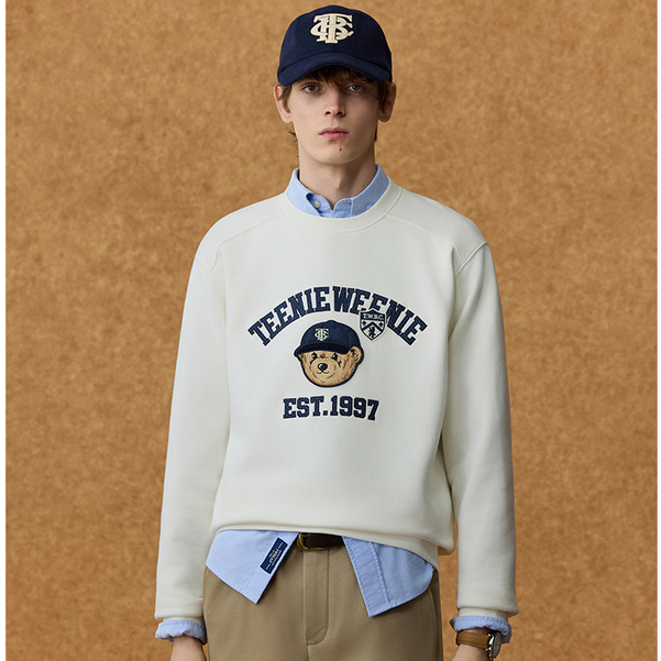 TeenieWeenie小熊熊脸刺绣美式舒适时尚休闲卫衣TNMW254TE1K