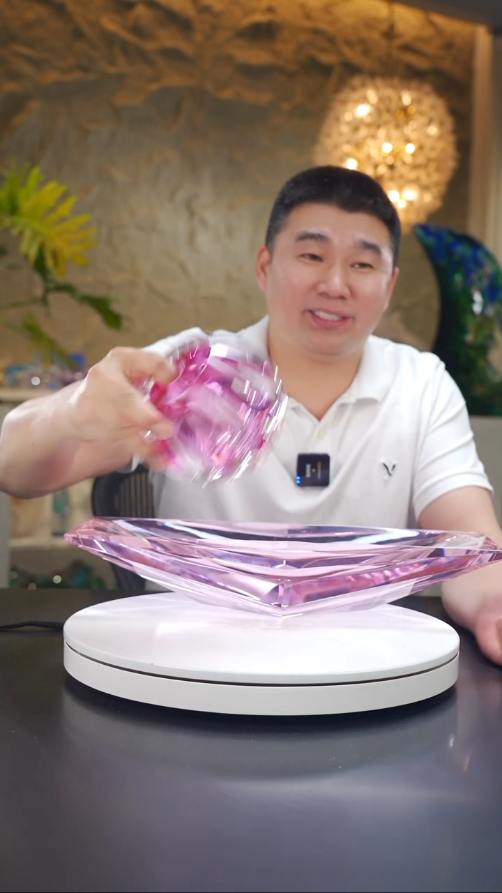 手工艺品琉璃铃*金粉色切面冰壶果盘+金红南瓜香薰瓶