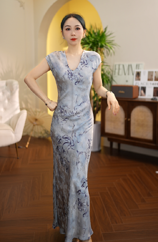 炸姐婕拉-G695云淡风轻 法式优雅修身显瘦藏肉长裙ZCF