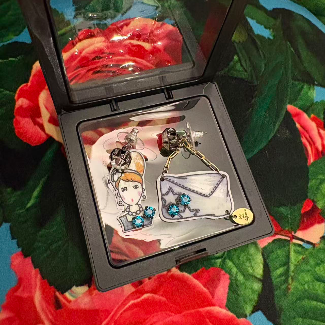 铜合金大理石耳饰 铜合金铜耳饰 漫画家购物狂耳环