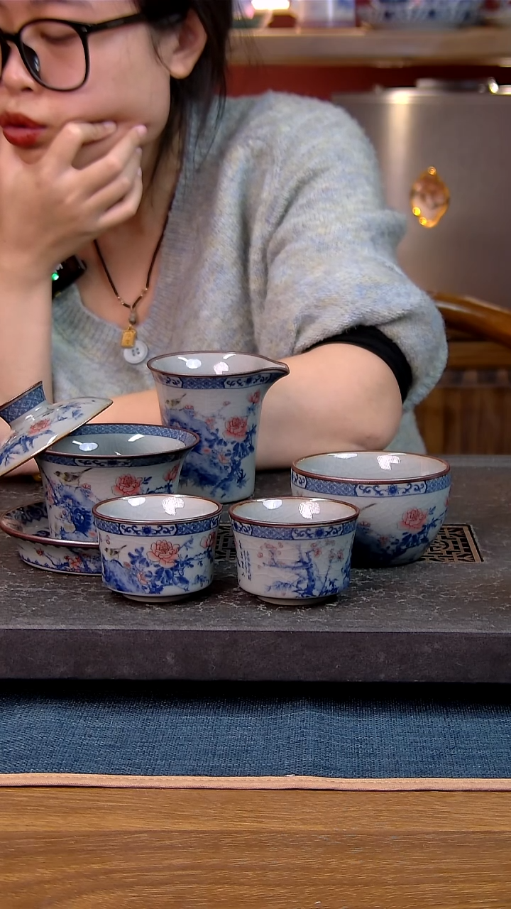 简装家用款5件套 老陶泥开片纹陶瓷茶具