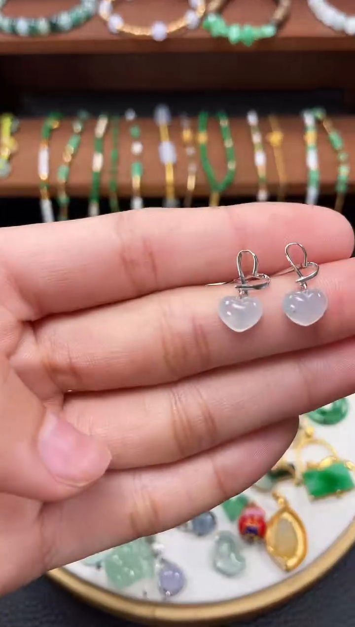 【闪购商品】翡翠耳钉18K金镶嵌2个   JK301