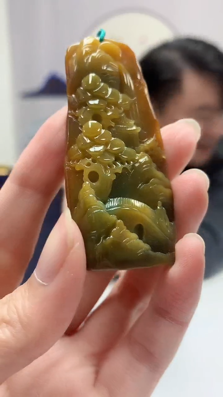 【闪购商品】定制翡翠未镶嵌5060zm-毛货挂件山水38