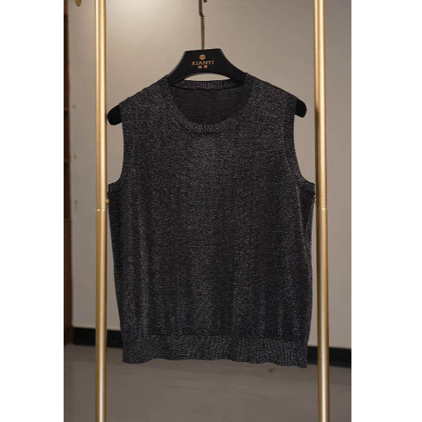 【高级感~品质】新款百搭气质时尚女装星耀圆领休闲背心薄-2500088