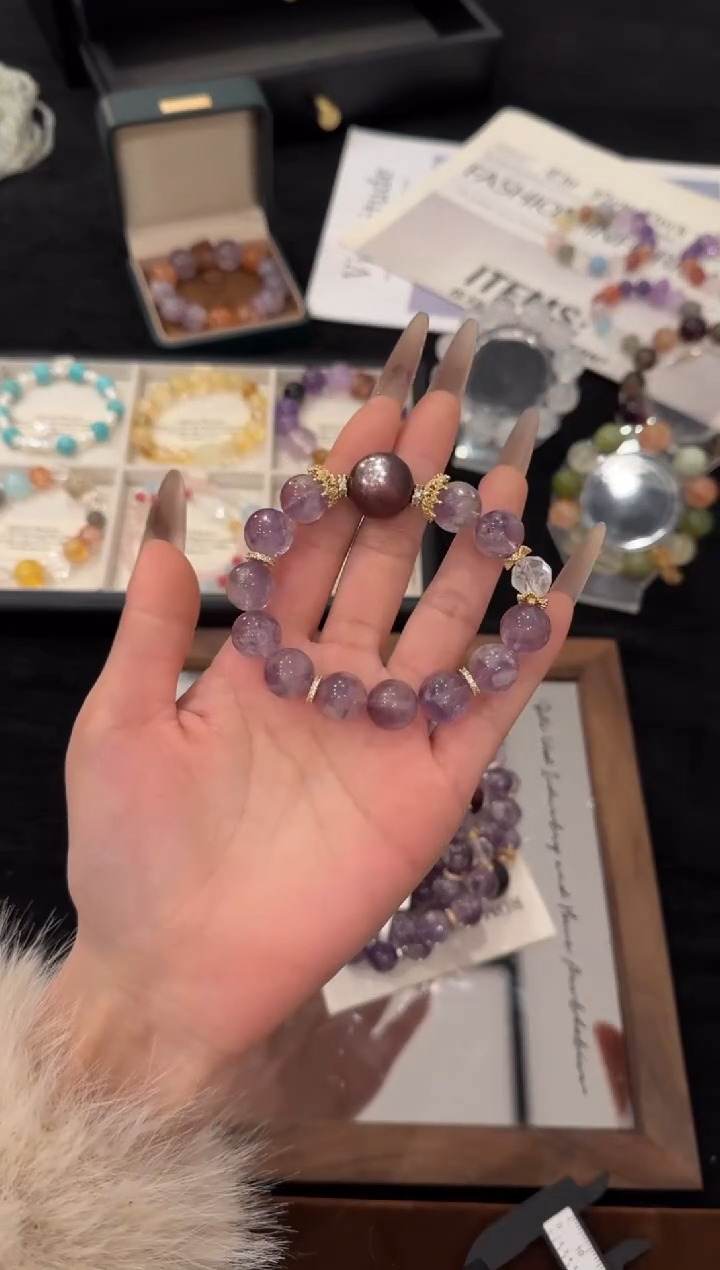 合金手链水晶紫兔毛x3464