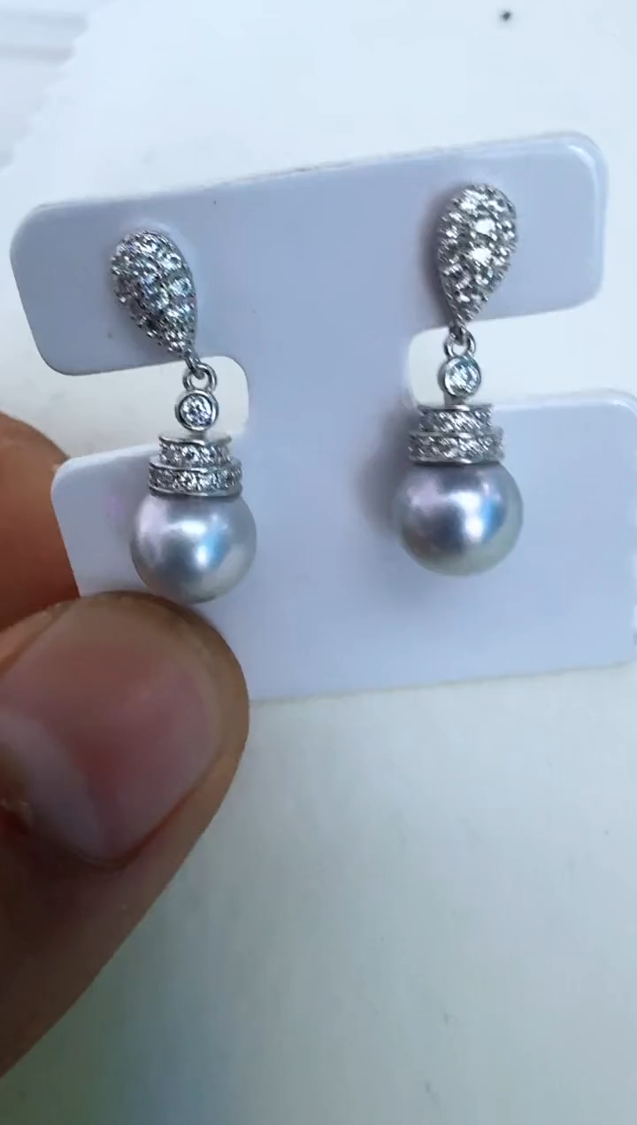 【闪购商品】海水珍珠耳饰银S925镶嵌耳钉