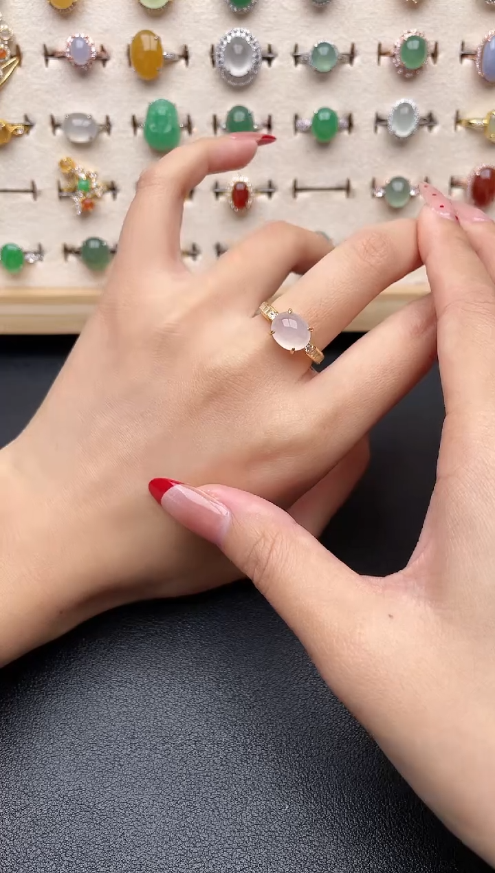 【闪购商品】翡翠戒指银S925镶嵌一物一证一礼盒