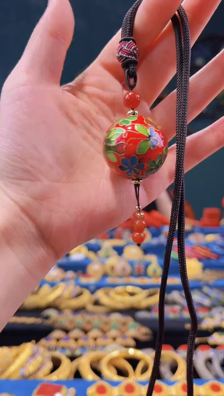 【闪购商品】景泰蓝3.0大珠项链红色