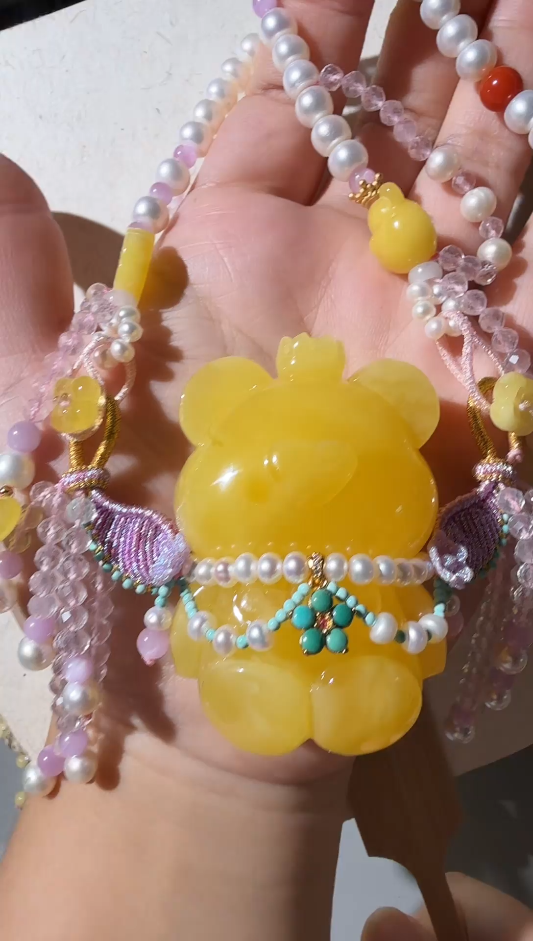 蜜蜡项链未镶嵌蜜蜡小熊项链