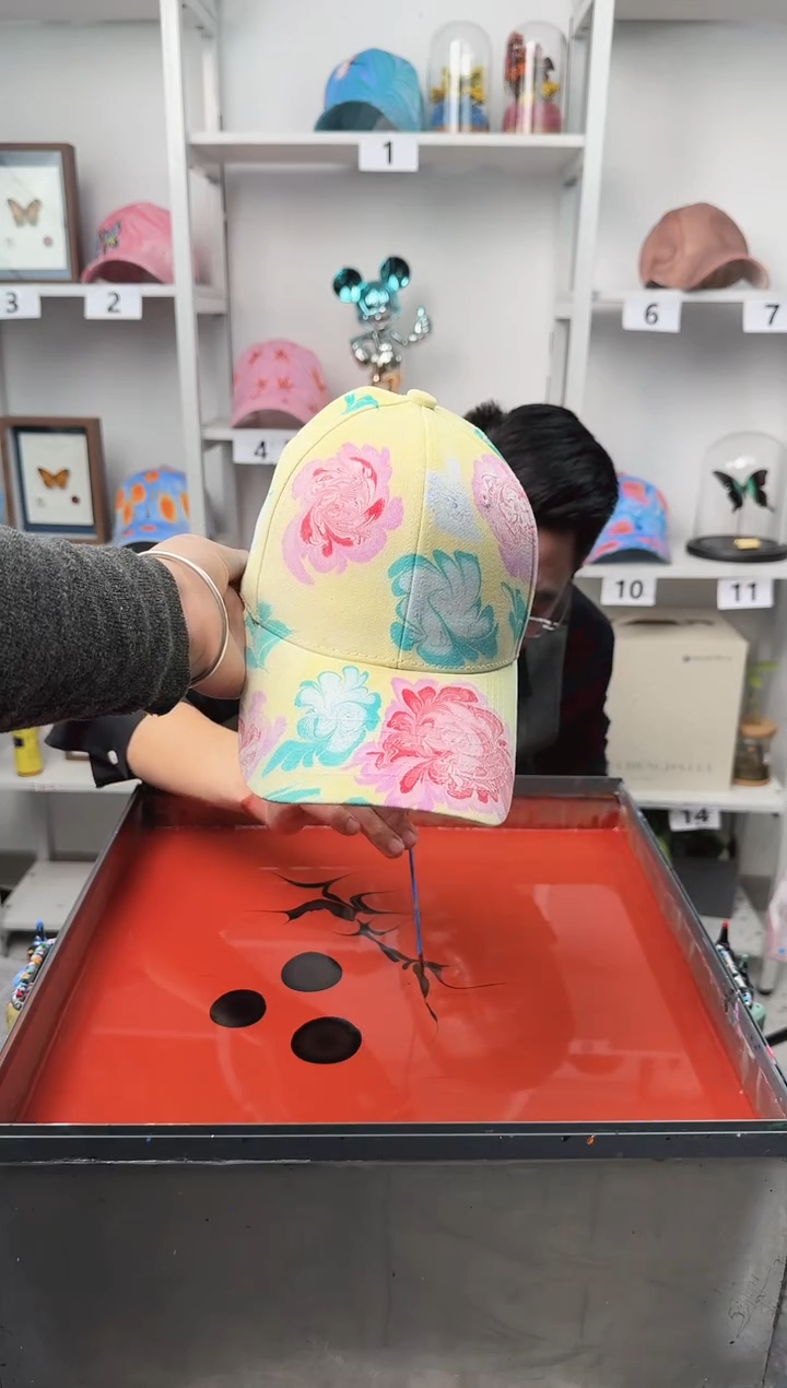 纯棉成人款花海水拓帽