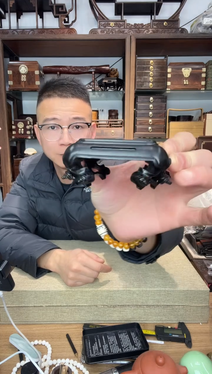 乌木类书架657紫光檀螺丝腿正方摆台5.3*4